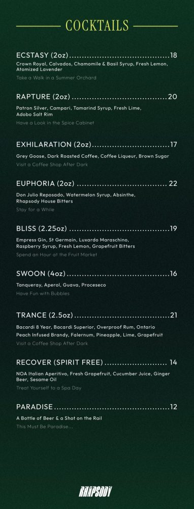 Rhapsody - Cocktail Menu Page 2