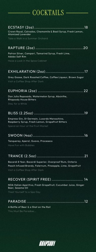 Rhapsody - Cocktail Menu Page 2