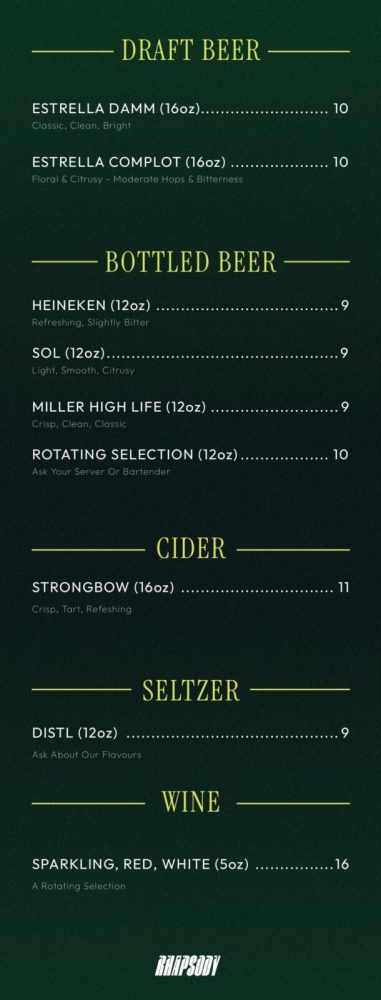 Rhapsody - Cocktail Menu Page 3